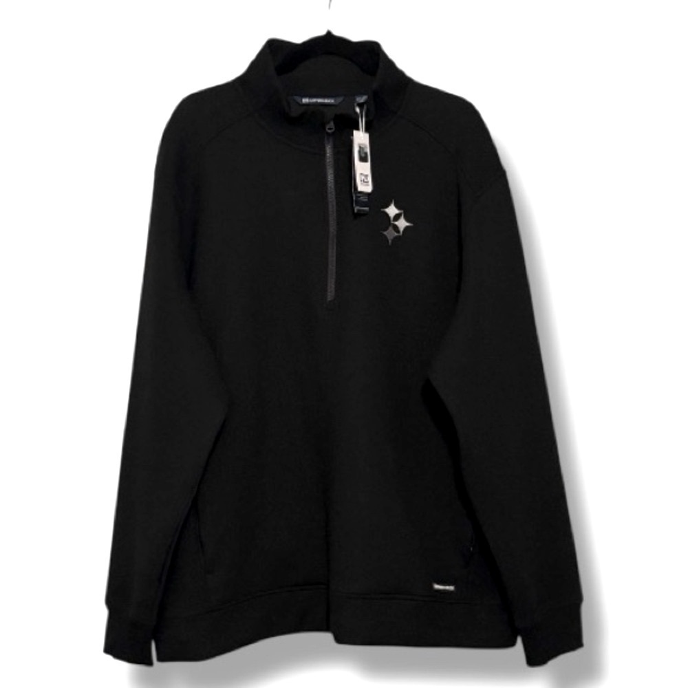 Cutter & Buck Steelers NFL Roam Eco Comfort Quarter Zip Pullover Jacket - Black﻿